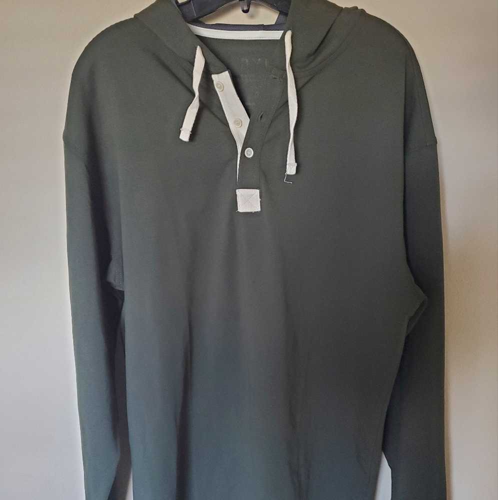 Men's BYLT Drop-Cut Hooded Henley, Size: XL